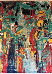 Дизайнерский Шелковый Индийский ковер ручной работы 3.69x2.74