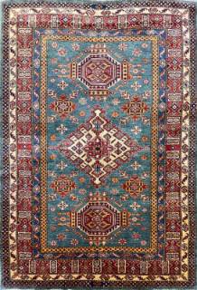 Шелковый Афганский ковер ручной работы Kazakh (Казах) 2.13x1.51