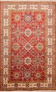 Афганский ковер ручной работы из шелка и шерсти Kazakh (Казах) 2.45x1.64 Афганский ковер ручной работы из шелка и шерсти Kazakh (Казах) 2.45x1.64