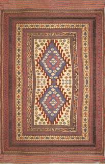 Шерстяной Афганский ковер ручной работы Kilim (Килим) 2.88x1.88 Шерстяной Афганский ковер ручной работы Kilim (Килим) 2.88x1.88
