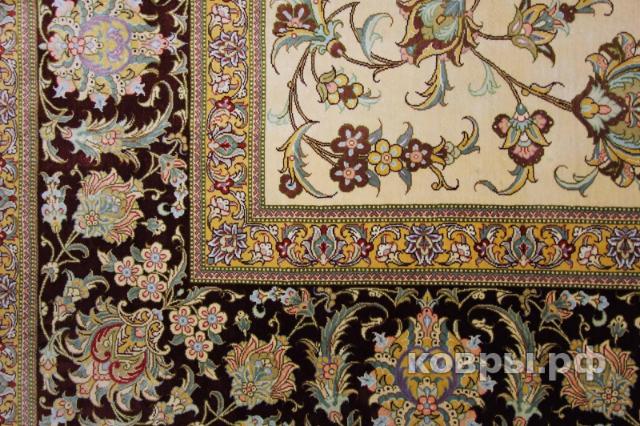 ковер ручной работы Шелковый Иранский ковер ручной работы Qum (Кум Авшан) 3.4x2.38 — фото 2