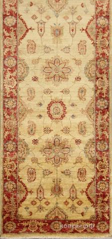 ковер ручной работы Шелковый Афганский ковер ручной работы Сhoubi Ziegler (Чуби зиглер) 3.38x0.77 — фото 2