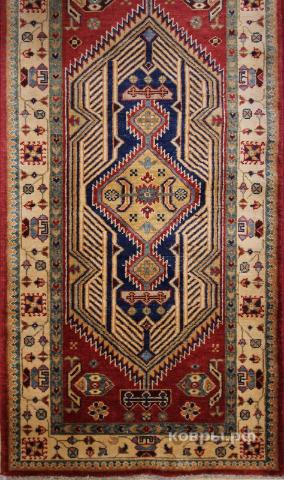 ковер ручной работы Афганский ковер ручной работы из шелка и шерсти Kazakh (Казах) 2.84x0.81 — фото 2