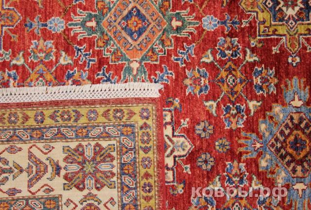 ковер ручной работы Афганский ковер ручной работы из шелка и шерсти Kazakh (Казах) 2.45x1.64 — фото 3