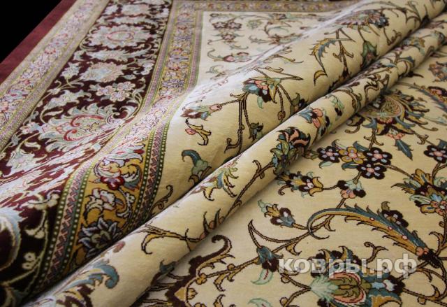 ковер ручной работы Шелковый Иранский ковер ручной работы Qum (Кум Авшан) 3.4x2.38 — фото 4