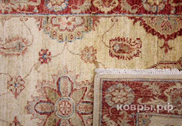 ковер ручной работы Шелковый Афганский ковер ручной работы Сhoubi Ziegler (Чуби зиглер) 3.38x0.77 — фото 3