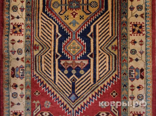 ковер ручной работы Афганский ковер ручной работы из шелка и шерсти Kazakh (Казах) 2.84x0.81 — фото 3