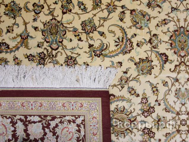 ковер ручной работы Шелковый Иранский ковер ручной работы Qum (Кум Авшан) 3.4x2.38 — фото 5