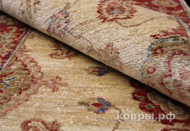 ковер ручной работы Шелковый Афганский ковер ручной работы Сhoubi Ziegler (Чуби зиглер) 3.38x0.77 — фото 4