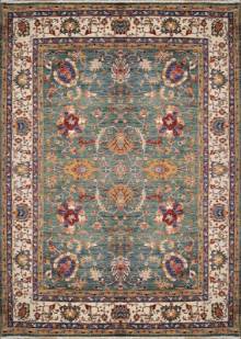 Шелковый Афганский ковер ручной работы Kazakh (Казах) 3.68x2.73