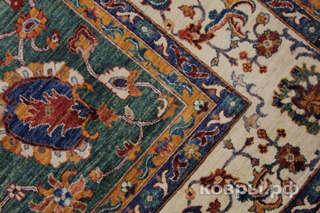 ковер ручной работы Шелковый Афганский ковер ручной работы Kazakh (Казах) 3.68x2.73 — фото 2