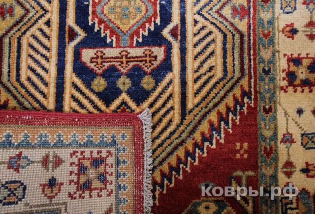 ковер ручной работы Афганский ковер ручной работы из шелка и шерсти Kazakh (Казах) 2.84x0.81 — фото 5