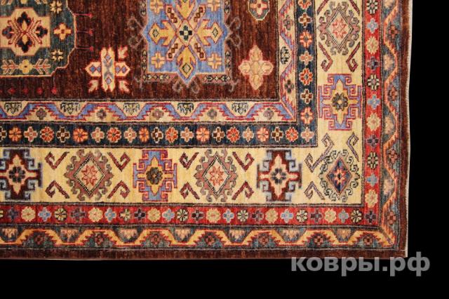 ковер ручной работы Афганский ковер ручной работы из шелка и шерсти Kazakh (Казах) 2.63x1.83 — фото 2