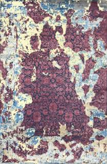 Индийский ковер ручной работы из шелка и шерсти 3.06x2.03