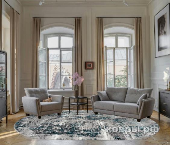 ковер Ковер ALPIN PARADIZE 00065A TURQUOISE / GREY Овал — фото 3