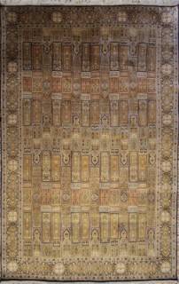 Шелковый Индийский ковер ручной работы Kashmir (Кашмир Хешти)2.19x1.49