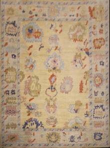 Шелковый Афганский ковер ручной работы Oushak (Ушак) 4.26x3.08