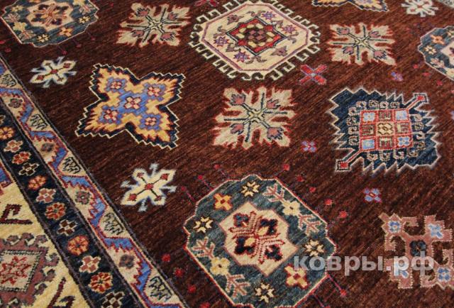 ковер ручной работы Афганский ковер ручной работы из шелка и шерсти Kazakh (Казах) 2.63x1.83 — фото 3