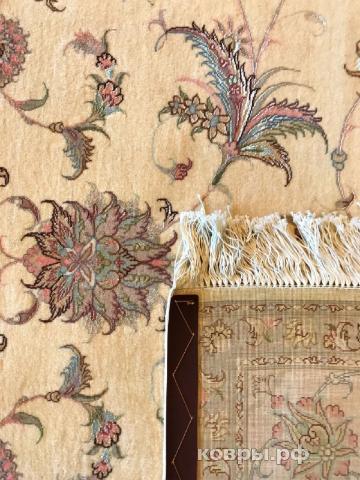 ковер ручной работы Иранский ковер ручной работы из шелка и шерсти Tabriz (Табриз Авшан) 2.45x2 — фото 2