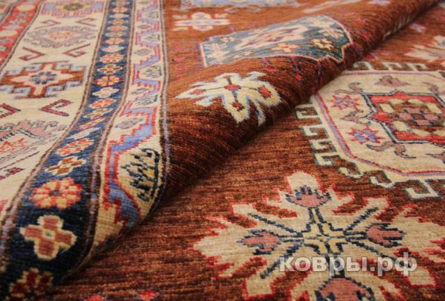 ковер ручной работы Афганский ковер ручной работы из шелка и шерсти Kazakh (Казах) 2.63x1.83 — фото 5