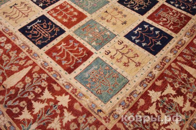 ковер ручной работы Шелковый Афганский ковер ручной работы Сhoubi (Чуби бахтияри) 3.68x2.75 — фото 3