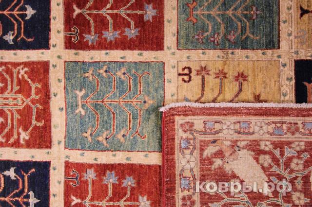 ковер ручной работы Шелковый Афганский ковер ручной работы Сhoubi (Чуби бахтияри) 3.68x2.75 — фото 4