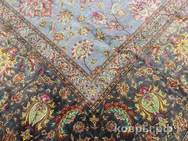 ковер ручной работы Шелковый Иранский ковер ручной работы Qum (Кум)  5.85x3.95 — фото 8