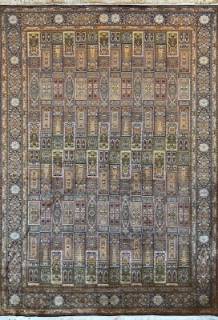 Шелковый Индийский ковер ручной работы Kashmir (Кашмир Хешти ) 3.07x2.18