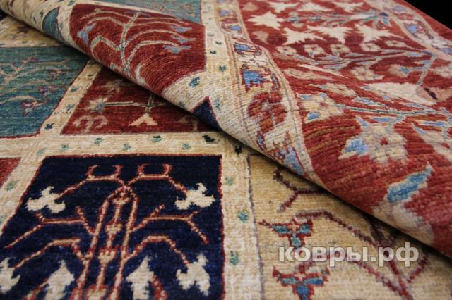 ковер ручной работы Шелковый Афганский ковер ручной работы Сhoubi (Чуби бахтияри) 3.68x2.75 — фото 6