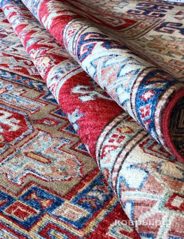 ковер ручной работы Афганский ковер ручной работы из шелка и шерсти Kazakh (Казах) 1.65x1.43 — фото 2