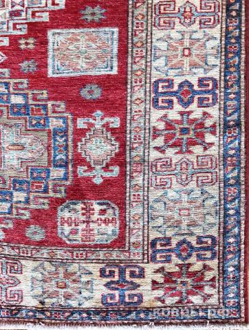 ковер ручной работы Афганский ковер ручной работы из шелка и шерсти Kazakh (Казах) 1.65x1.43 — фото 3