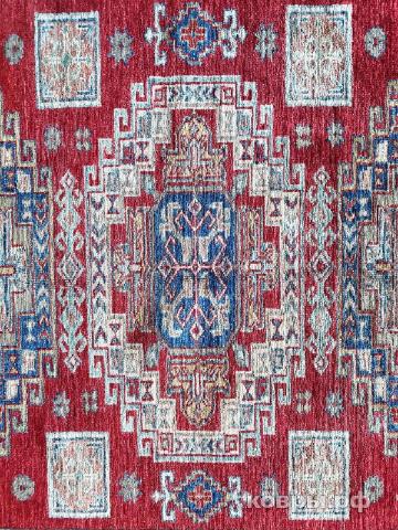 ковер ручной работы Афганский ковер ручной работы из шелка и шерсти Kazakh (Казах) 1.65x1.43 — фото 4