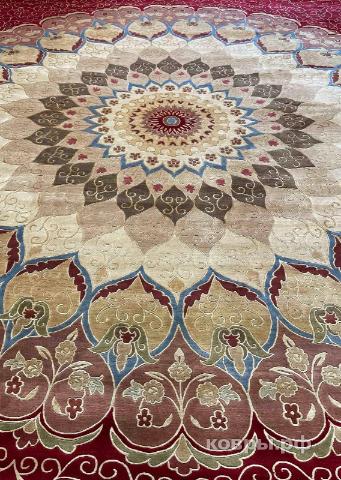 ковер ручной работы Китайский ковер ручной работы из шелка и шерсти 3.66x4.57 — фото 2