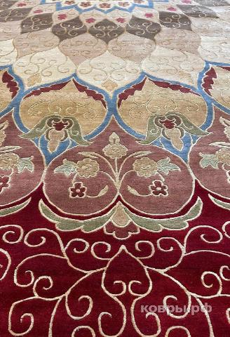 ковер ручной работы Китайский ковер ручной работы из шелка и шерсти 3.66x4.57 — фото 3