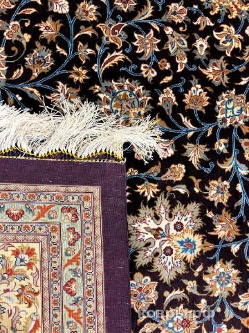 ковер ручной работы Шелковый Иранский ковер ручной работы Qum (Кум Авшан) 3.55x2.47 — фото 2