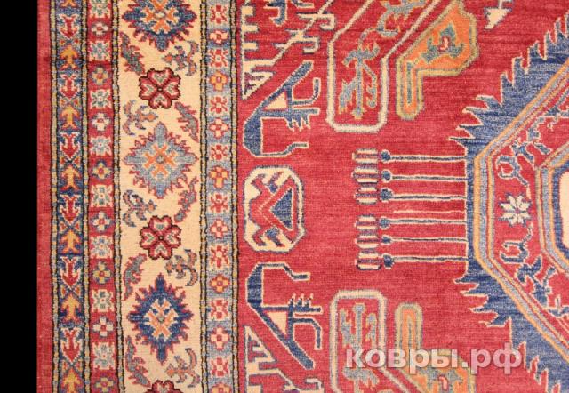 ковер ручной работы Афганский ковер ручной работы из шелка и шерсти Kazakh (Казах) 2.95x2.17 — фото 2