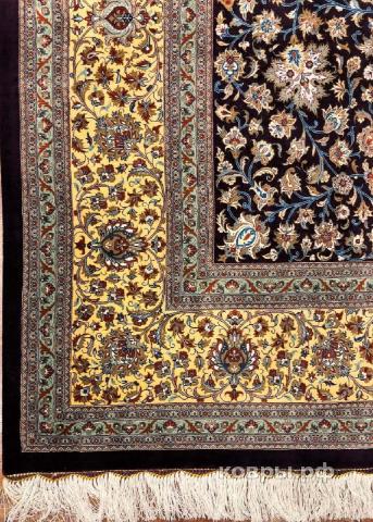 ковер ручной работы Шелковый Иранский ковер ручной работы Qum (Кум Авшан) 3.55x2.47 — фото 3