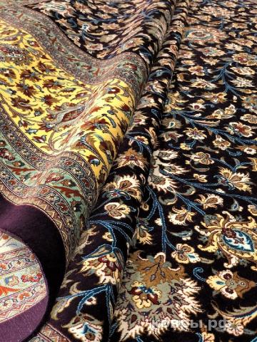 ковер ручной работы Шелковый Иранский ковер ручной работы Qum (Кум Авшан) 3.55x2.47 — фото 4