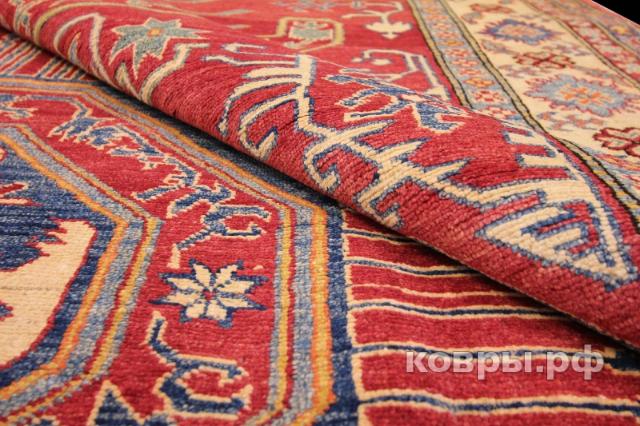 ковер ручной работы Афганский ковер ручной работы из шелка и шерсти Kazakh (Казах) 2.95x2.17 — фото 5